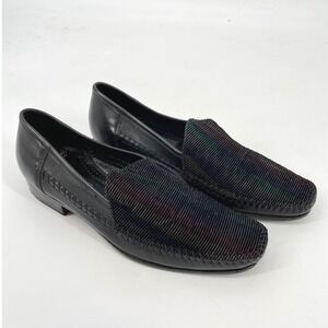 Lorenzo Banfi Black Leather Slip On Dress Loafers Mens‎ Italian Shoes Size 7.5